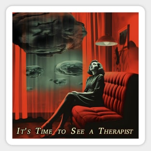 Retro Vintage girl art It's time to see a therapist Sticker